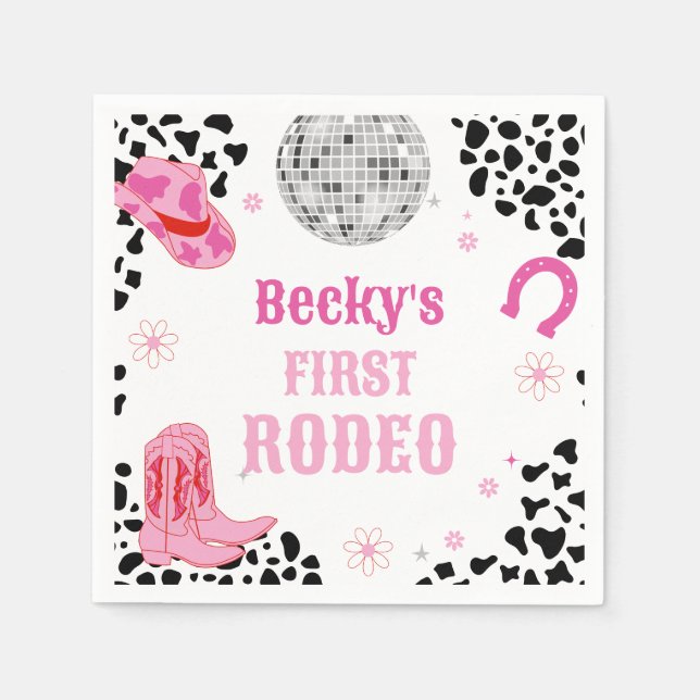 Rosa Disco Rodeo Wild West Girl Serviette (Vorderseite)