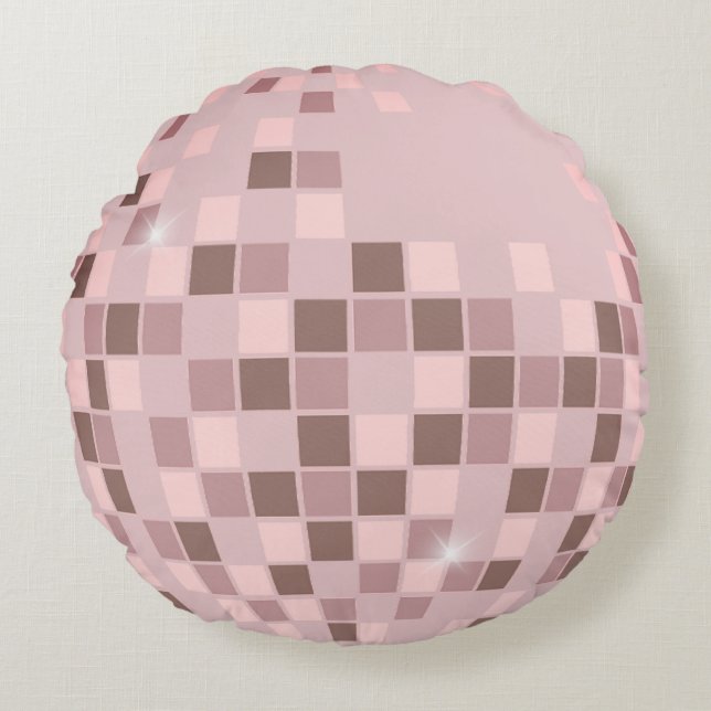 Rosa Disco Rundes Kissen (Vorderseite)