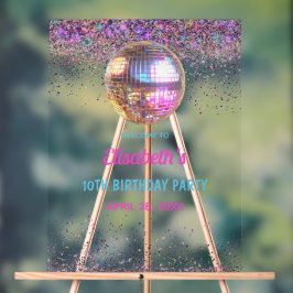 Rosa Disco-Trendy in meinen zweistelligen Ära zum  Acrylschild