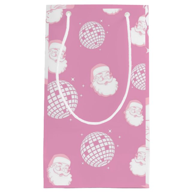 Rosa Disco-Weihnachtsmann  Kleine Geschenktüte (Vorderseite)