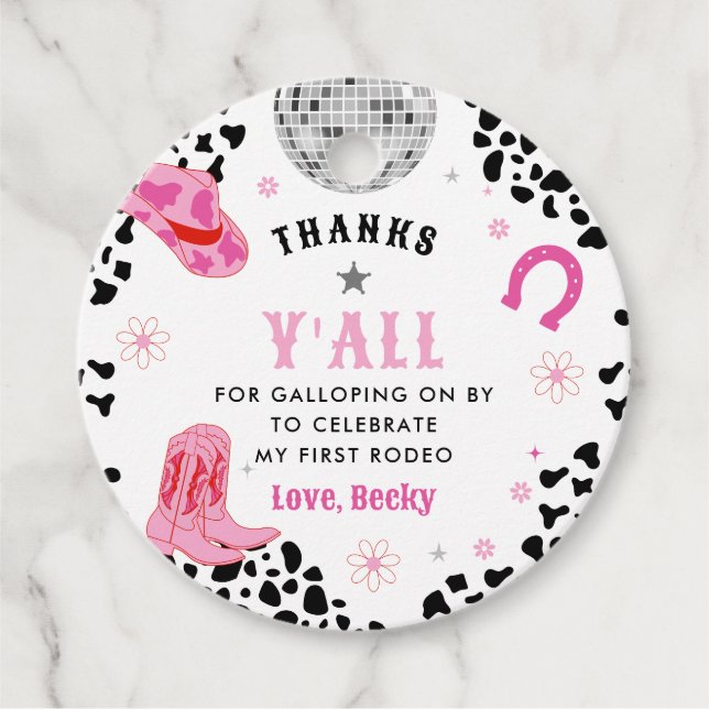 Rosa Disko Western Locarno Geschenkanhänger (Vorderseite)