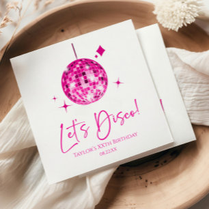 Rosa Diskothek Ball Let's Disco Geburtstagsparty Serviette