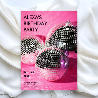 Rosa Diskothek Birthday Party Einladung