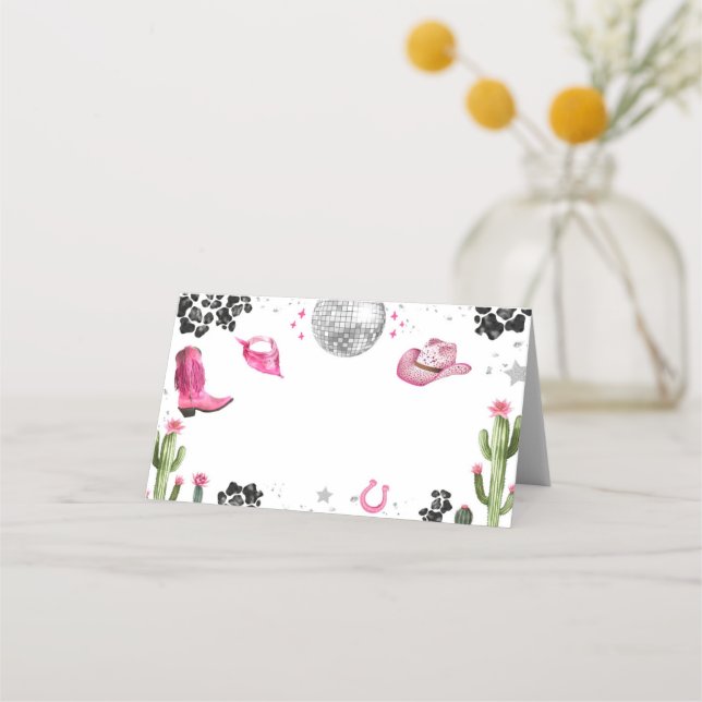 Rosa Diskothek Cowgirl Food Label Platzkarte (Vorderseite)