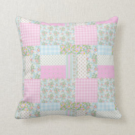 Rosa Dogroses Imitat-Patchwork-Kissen oder Kissen