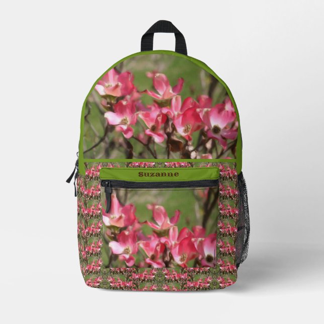 Rosa Dogwood-Blume blüht Bedruckter Rucksack (Vorderseite)