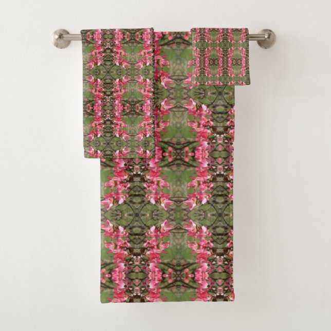 Rosa Dogwood-Blume Blüten Malerei Abstrakt Badhandtuch Set (Insitu)