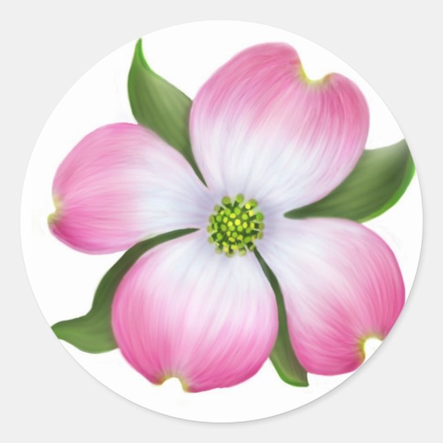 Rosa Dogwood-Blume Runder Aufkleber (Vorderseite)