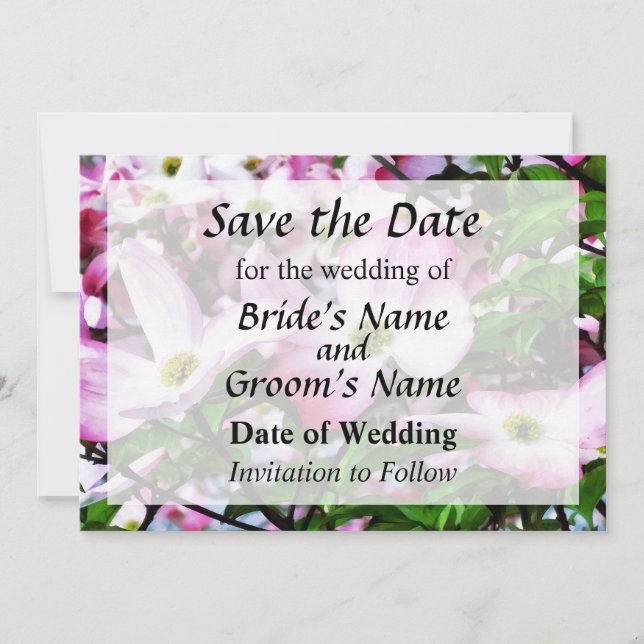 Rosa Dogwood-Blüten Save the Date (Vorderseite)