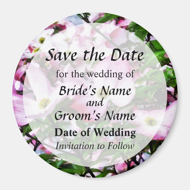 Rosa Dogwood-Blüten Save the Date Magnet (Vorne)