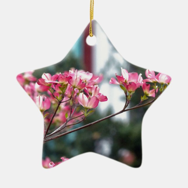 Rosa Dogwood Keramikornament (Vorne)