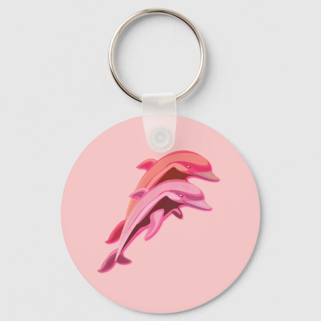 Rosa Dolphin Design Rosa Schlüsselanhänger (Vorderseite)