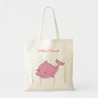 Rosa Dolphin Girls School Book Library Canvas Bag Tragetasche