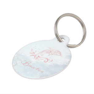 Rosa Dolphin Round Pet Tag Haustiermarke