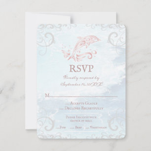 Rosa Dolphin Wedding RSVP Card Karte