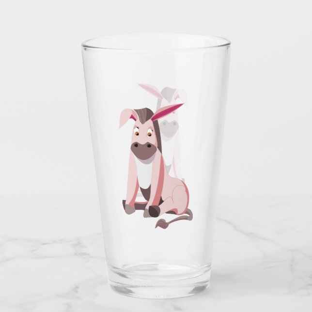 Rosa Donkey Fun Child Glass - Malerei Glas (Vorderseite)