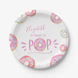 Rosa Donut-Baby-Sprinkle Pappteller