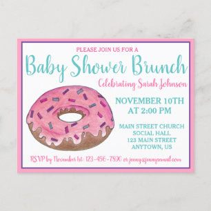 Rosa Donut Doughnut Baby Shower Geburtstagsfeier Einladungspostkarte