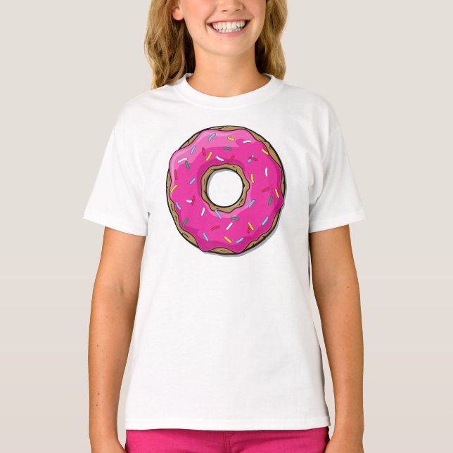 Rosa Donut, Doughnut, Eisen, Sprinklen, Zuckerguss T-Shirt (Vorderseite)