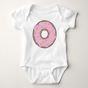 Rosa Donut, Doughnut, Zuckerguss, Eisen, Sprinklen Baby Strampler