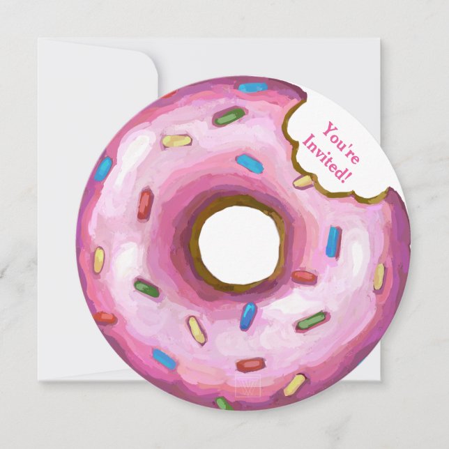 Rosa Donut Geburtstagsparty Einladung (Vorderseite)