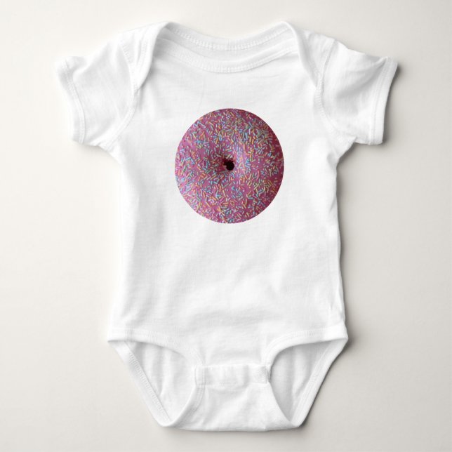 Rosa Donut mit Sprinklen Baby Strampler (Vorderseite)