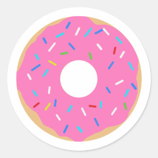 Rosa Donut mit Sprinklen Runder Aufkleber