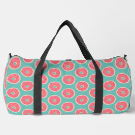 Rosa Donut mit Streusel-Muster auf Aquablau Duffle Bag