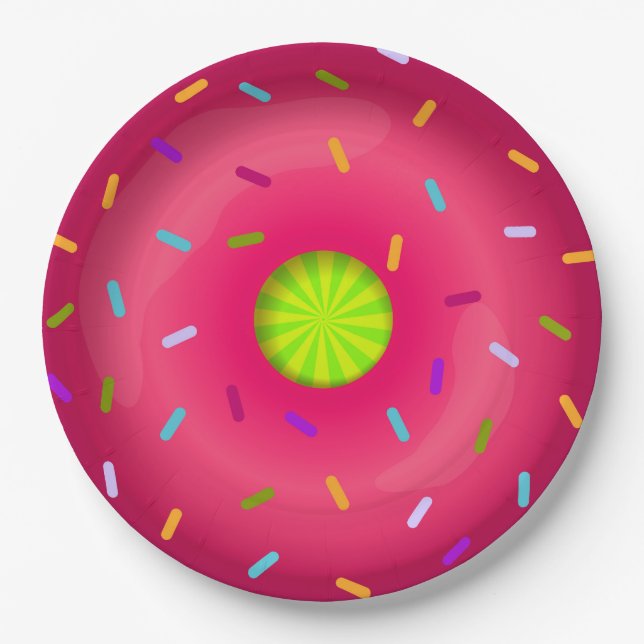Rosa Donut Pappteller (Vorderseite)