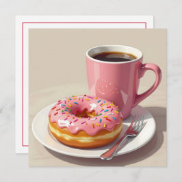 Rosa Donut und Kaffee | Behalt in Touch Karte