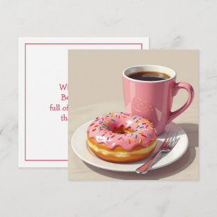 Rosa Donut und Kaffee   Behalt in Touch Karte