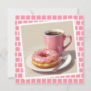 Rosa Donut und Kaffee   Behalt in Touch Karte
