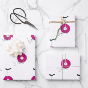 Rosa Donut Wheel Einrad mit farbenfrohen Sprinklen Geschenkpapier Set