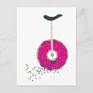 Rosa Donut Wheel Einrad mit farbenfrohen Sprinklen Postkarte