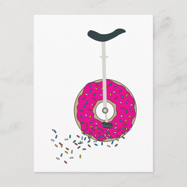 Rosa Donut Wheel Einrad mit farbenfrohen Sprinklen Postkarte (Vorderseite)