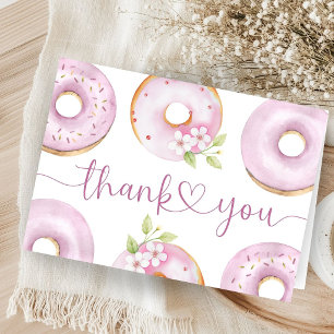 Rosa Donuts Baby Shower Mädchen gefaltete Dankeska Dankeskarte