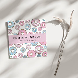 Rosa Donuts, blaue Donuts, Kuchenladen, Konditorei Quadratische Visitenkarte