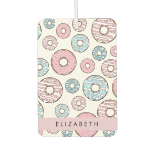 Rosa Donuts, blaue Donuts, Sprinklen, Ihr Name Autolufterfrischer
