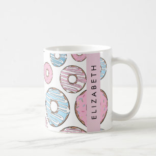 Rosa Donuts, blaue Donuts, Sprinklen, Ihr Name Kaffeetasse