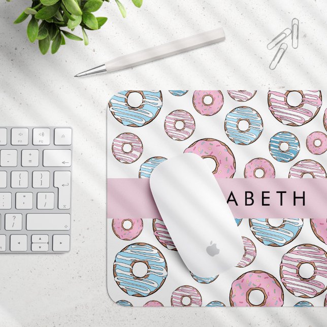 Rosa Donuts, blaue Donuts, Sprinklen, Ihr Name Mousepad (Von Creator hochgeladen)