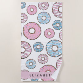 Rosa Donuts, blaue Donuts, Sprinklen, Ihr Name Strandtuch