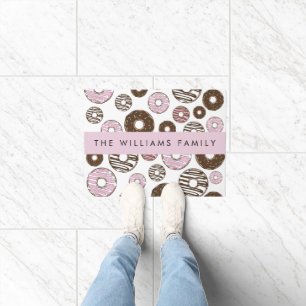 Rosa Donuts, braune Donuts, Sprinklen, Ihr Name Fußmatte