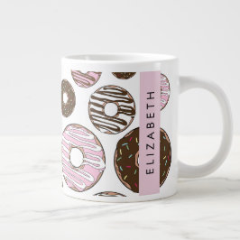 Rosa Donuts, braune Donuts, Sprinklen, Ihr Name Jumbo-Tasse