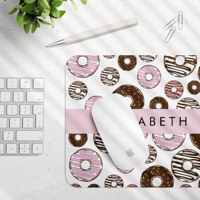 Rosa Donuts, braune Donuts, Sprinklen, Ihr Name Mousepad (Von Creator hochgeladen)