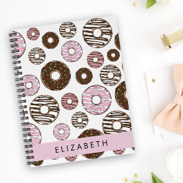 Rosa Donuts, braune Donuts, Sprinklen, Ihr Name Notizbuch