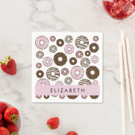 Rosa Donuts, braune Donuts, Sprinklen, Ihr Name Serviette