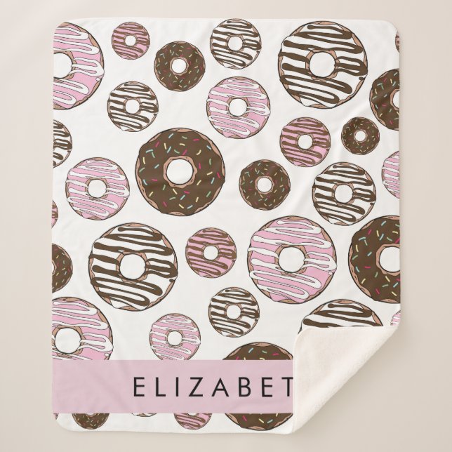 Rosa Donuts, braune Donuts, Sprinklen, Ihr Name Sherpadecke (Vorderseite)