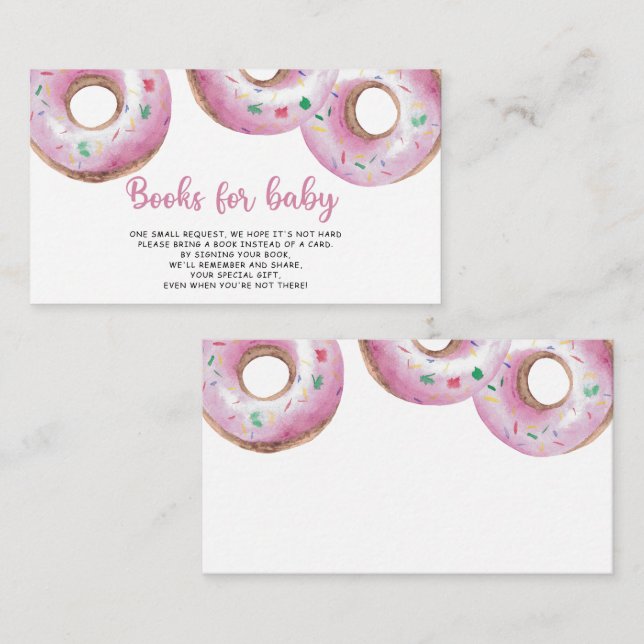 Rosa Donuts Bücher für das Baby Begleitkarte (Vorne/Hinten)