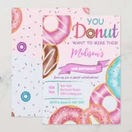 Rosa Donuts Einladung zum Geburtstag