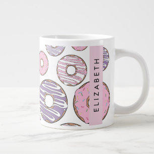Rosa Donuts, Lila Donuts, Sprinklen, Ihr Name Jumbo-Tasse